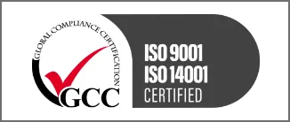 GCCによるISO9001・ISO14001認証取得済み
